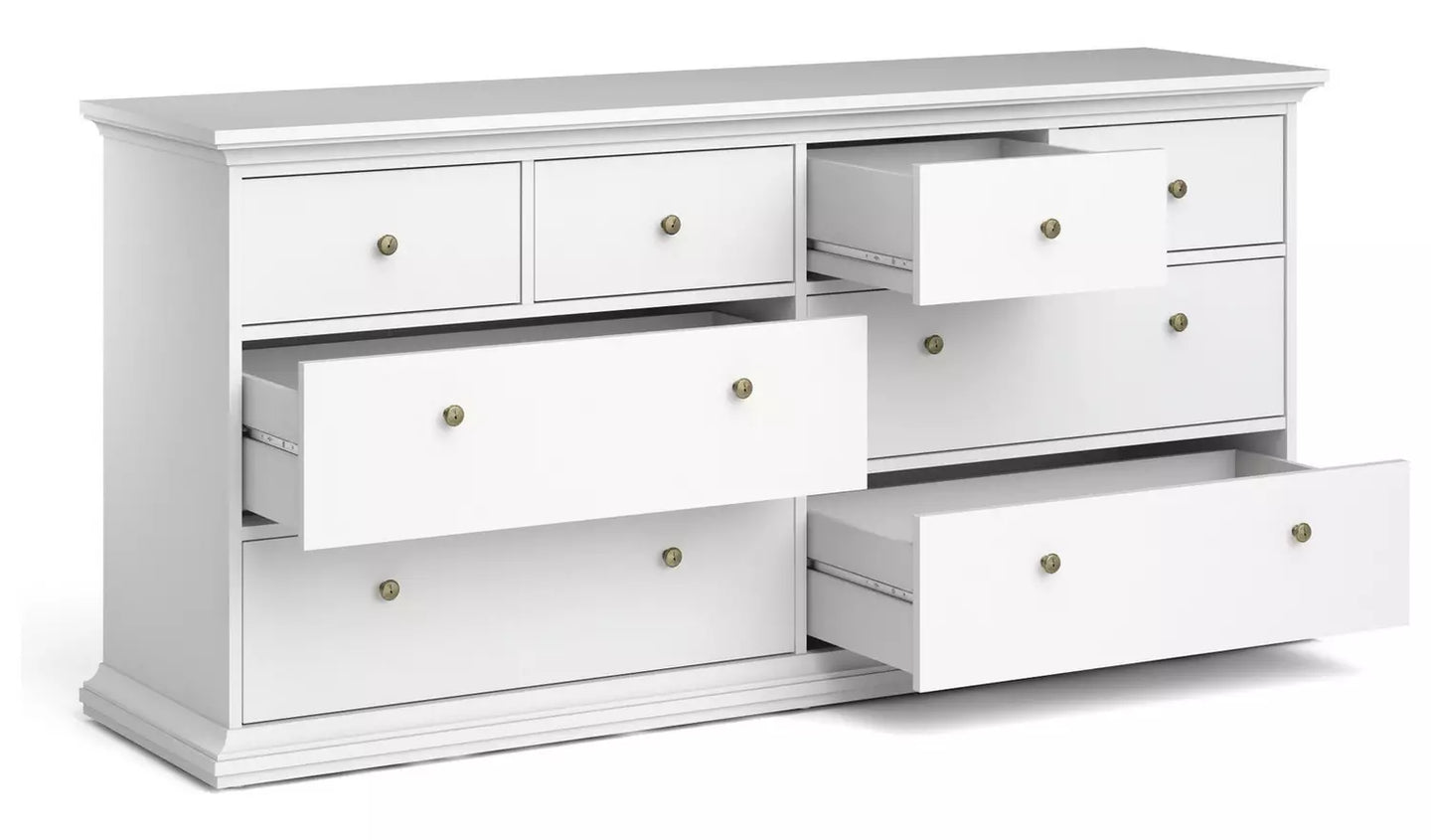 Tvilum Paris 8 Drawer Chest - White